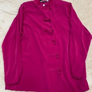 Appleseed's Women's Oriental designed blouse. Size 14 Rasberry